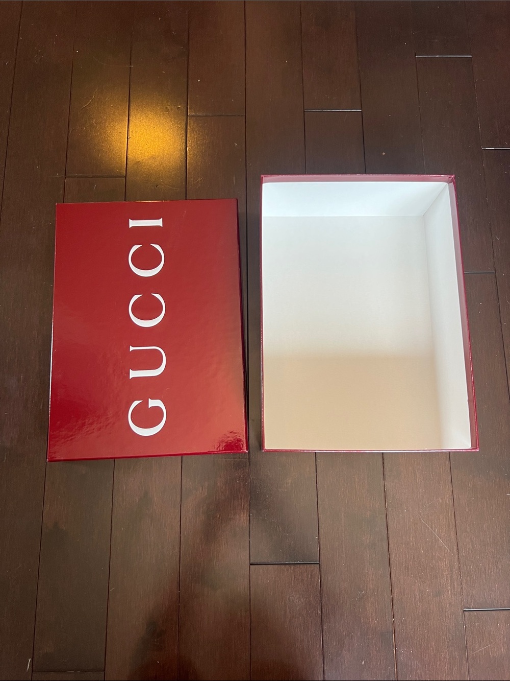 Gucci Red and White Luxury Shoe Box with Gucci dust bag